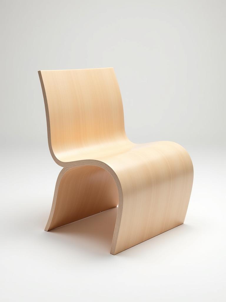 Silla de diseño ergonómico en madera de fresno clara.